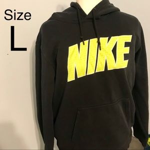 Nike Hooded Sweatshirt (L) black with neon/yellow